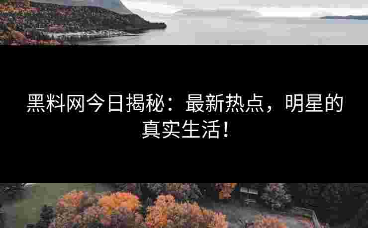 黑料网今日揭秘：最新热点，明星的真实生活！