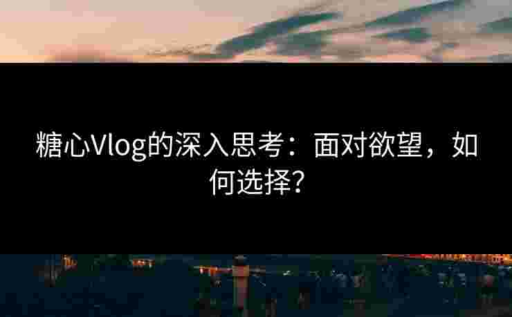 糖心Vlog的深入思考：面对欲望，如何选择？