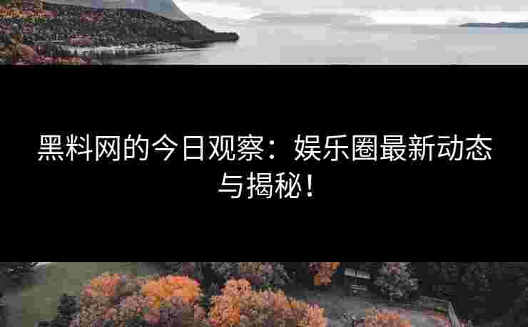 黑料网的今日观察：娱乐圈最新动态与揭秘！